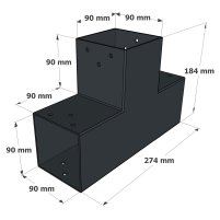 Connecteur 90mm à 3 directions - Forme T