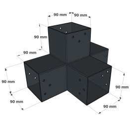 Connecteur 90mm à 4 directions - Forme T